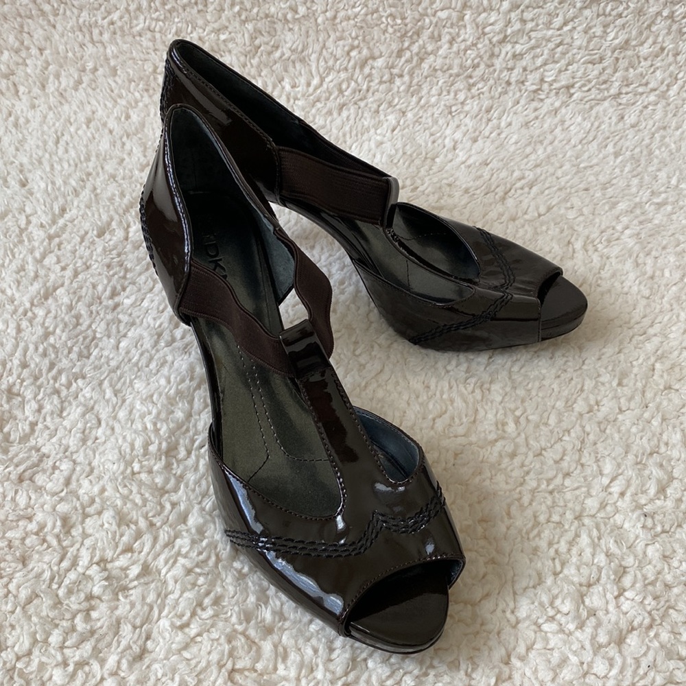 DKNYC T-Strap Peep Toe Heels